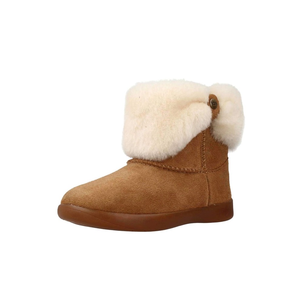 UGG 'Ramona' Girls Toddler Boots Chestnut Suede Sheepskin 1096089T